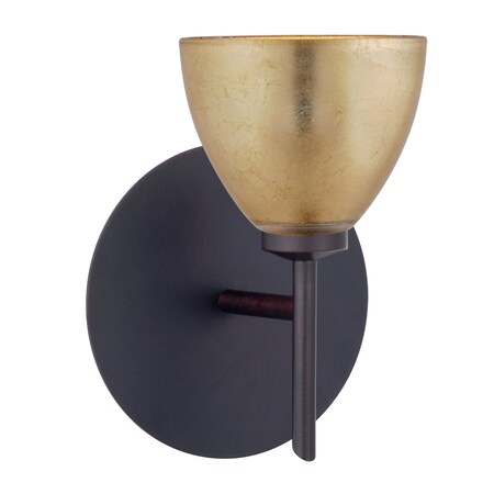 Besa Lighting Divi Mini Sconce, Gold Foil, Bronze Finish, 1x40W Halogen 1SW-1758GF-BR